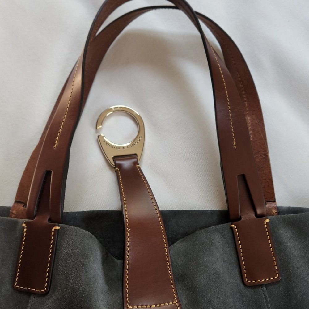 Dooney & Bourke East West Suede Shopper - Smoke Grey Rare HTF - Picture 2 of 6